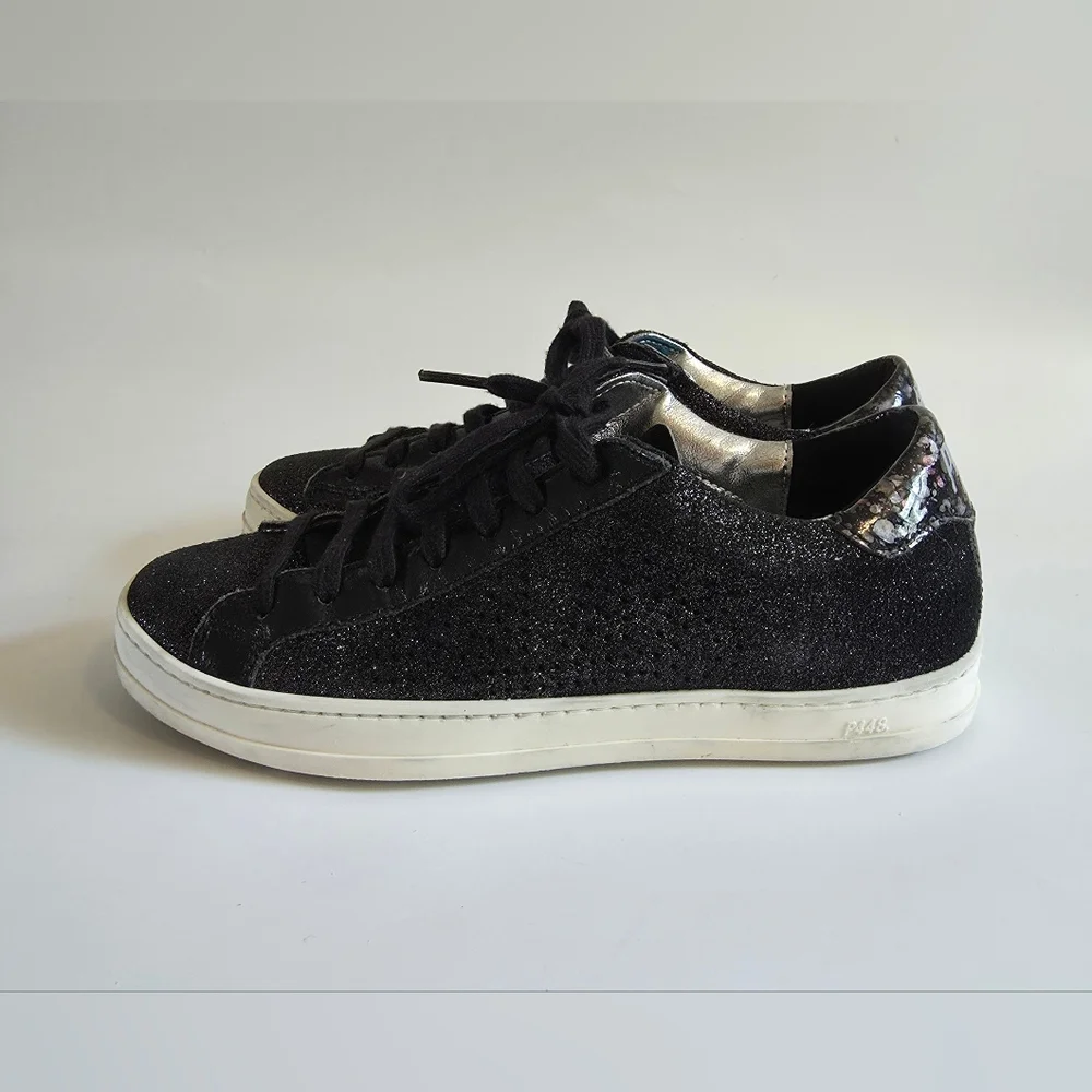 P448 John Black Glitter Sneakers Size 36